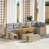 Image de vidaXL Ensemble de canapé de jardin 9 pc Beige polyrotin