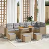Image de vidaXL Ensemble de canapé de jardin 10 pcs Beige polyrotin