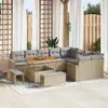 Image de vidaXL Ensemble de canapé de jardin 12 pc Beige polyrotin