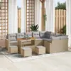 Image de vidaXL Ensemble de canapé de jardin 13 pc Beige polyrotin