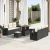 Image de vidaXL Ensemble de canapé de jardin avec coussin 9 pcs Noir polyrotin