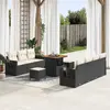Image de vidaXL Ensemble de canapé de jardin 10 pcs Noir polyrotin