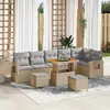 Image de vidaXL Ensemble de canapé de jardin 9 pc Beige polyrotin