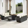 Image de vidaXL Ensemble de canapé de jardin avec coussin 9 pcs Noir polyrotin