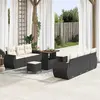 Image de vidaXL Ensemble de canapé de jardin avec coussin 10 pcs Noir polyrotin