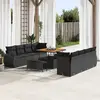 Image de vidaXL Ensemble de canapé de jardin avec coussin 11 pcs Noir polyrotin