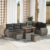 Image de vidaXL Ensemble de canapé de jardin 9 pcs Gris polyrotin