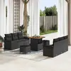 Image de vidaXL Ensemble de canapé de jardin avec coussin 9 pcs Noir polyrotin