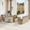 Image de vidaXL Ensemble de canapé de jardin avec coussin 9 pcs Beige polyrotin