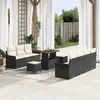 Image de vidaXL Ensemble de canapé de jardin avec coussin 10 pcs Noir polyrotin