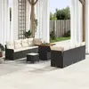Image de vidaXL Ensemble de canapé de jardin avec coussin 11 pcs Noir polyrotin