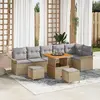 Image de vidaXL Ensemble de canapé de jardin avec coussin 9 pcs Beige polyrotin
