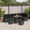 Image de vidaXL Ensemble de canapé de jardin avec coussin 9 pcs Noir polyrotin