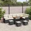 Image de vidaXL Ensemble de canapé de jardin avec coussin 10 pcs Noir polyrotin