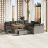 Image de vidaXL Ensemble de canapé de jardin avec coussin 13 pcs Gris polyrotin