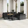 Image de vidaXL Ensemble de canapé de jardin avec coussin 13 pcs Noir polyrotin