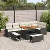 Image de vidaXL Ensemble de canapé de jardin avec coussin 9 pcs Noir polyrotin