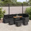 Image de vidaXL Ensemble de canapé de jardin avec coussin 10 pcs Noir polyrotin