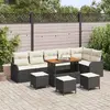 Image de vidaXL Ensemble de canapé de jardin avec coussin 10 pcs Noir polyrotin