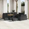 Image de vidaXL Ensemble de canapé de jardin avec coussin 13 pcs Noir polyrotin
