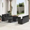 Image de vidaXL Ensemble de canapé de jardin avec coussin 9 pcs Noir polyrotin
