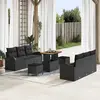 Image de vidaXL Ensemble de canapé de jardin avec coussin 9 pcs Noir polyrotin