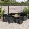 Image de vidaXL Ensemble de canapé de jardin avec coussin 9 pcs Noir polyrotin