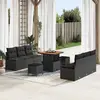 Image de vidaXL Ensemble de canapé de jardin avec coussin 9 pcs Noir polyrotin
