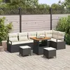 Image de vidaXL Ensemble de canapé de jardin avec coussin 9 pcs Noir Poly rotin