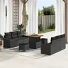 Image de vidaXL Ensemble de canapé de jardin avec coussin 9 pcs Noir polyrotin