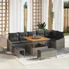 Image de vidaXL Ensemble de canapé de jardin avec coussin 9 pcs Gris polyrotin