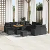 Image de vidaXL Ensemble de canapé de jardin avec coussin 13 pcs Noir polyrotin