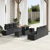 Image de vidaXL Ensemble de canapé de jardin avec coussin 9 pcs Noir polyrotin