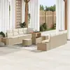 Image de vidaXL Ensemble de canapé de jardin 11 pc Beige polyrotin