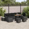 Image de vidaXL Ensemble de canapé de jardin avec coussin 10 pcs Noir polyrotin