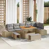 Image de vidaXL Ensemble de canapé de jardin avec coussin 9 pcs Beige polyrotin