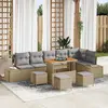 Image de vidaXL Ensemble de canapé de jardin 10 pc Beige polyrotin