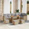 Image de vidaXL Ensemble de canapé de jardin 10 pcs Beige polyrotin