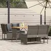 Image de vidaXL Salon de jardin 3 pcs gris résine tressée