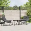 Image de vidaXL Mobilier de jardin avec coussin 2 pcs Noir 60,5 x 81 x 71 cm