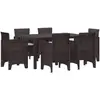 Image de vidaXL Ensemble de salle à manger pour jardin 7 pcs Marron Rattan Polt