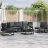 Image de vidaXL Ensemble de canapé de jardin avec coussin 5 pcs Noir Aluminium