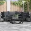 Image de vidaXL Ensemble de canapé de jardin avec coussin 5 pcs Noir Aluminium