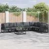 Image de vidaXL Ensemble de canapé de jardin avec coussin 7 pcs Noir Aluminium
