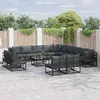 Image de vidaXL Ensemble de canapé de jardin avec coussin 13 pcs Noir Aluminium