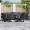 Image de vidaXL Ensemble de canapé de jardin avec coussin 6 pcs Noir Aluminium