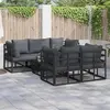 Image de vidaXL Ensemble de canapé de jardin avec coussin 6 pcs Noir Acier
