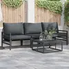 Image de vidaXL Ensemble de canapé de jardin avec coussin 4 pcs Noir Acier