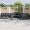 Image de vidaXL Ensemble de canapé de jardin avec coussin 8 pcs Noir Acier