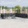 Image de vidaXL Ensemble de canapé de jardin avec coussin 11 pcs Noir Acier